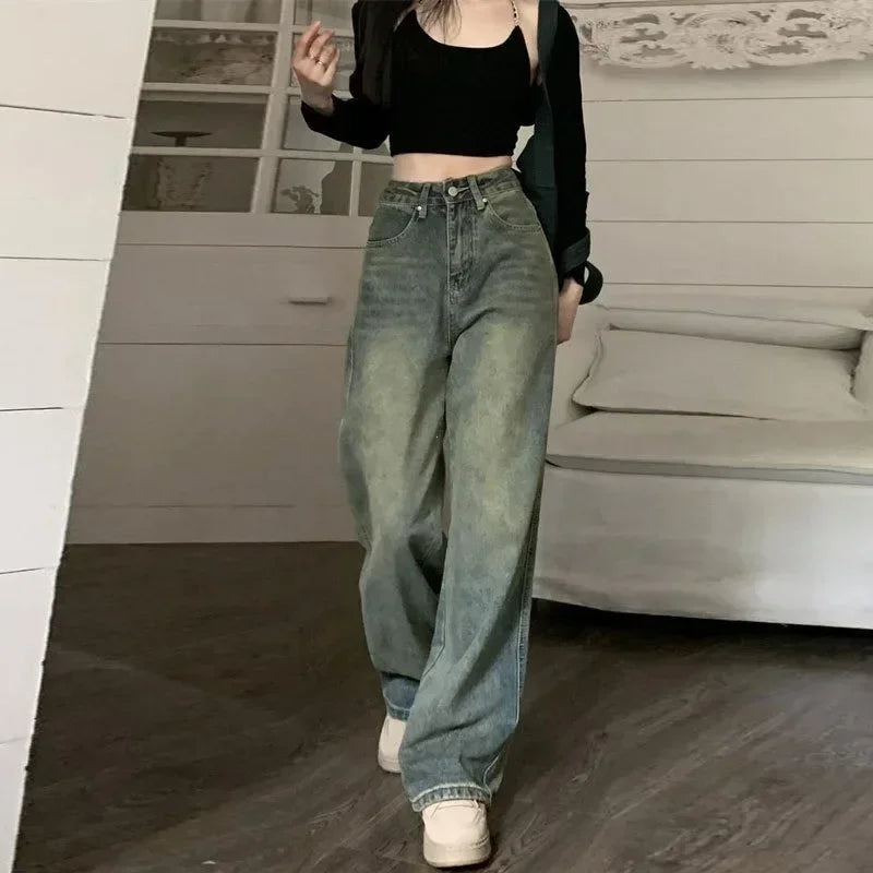 Pantalon Large à Taille Haut
