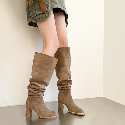 Bottes Hautes à Talon Carré