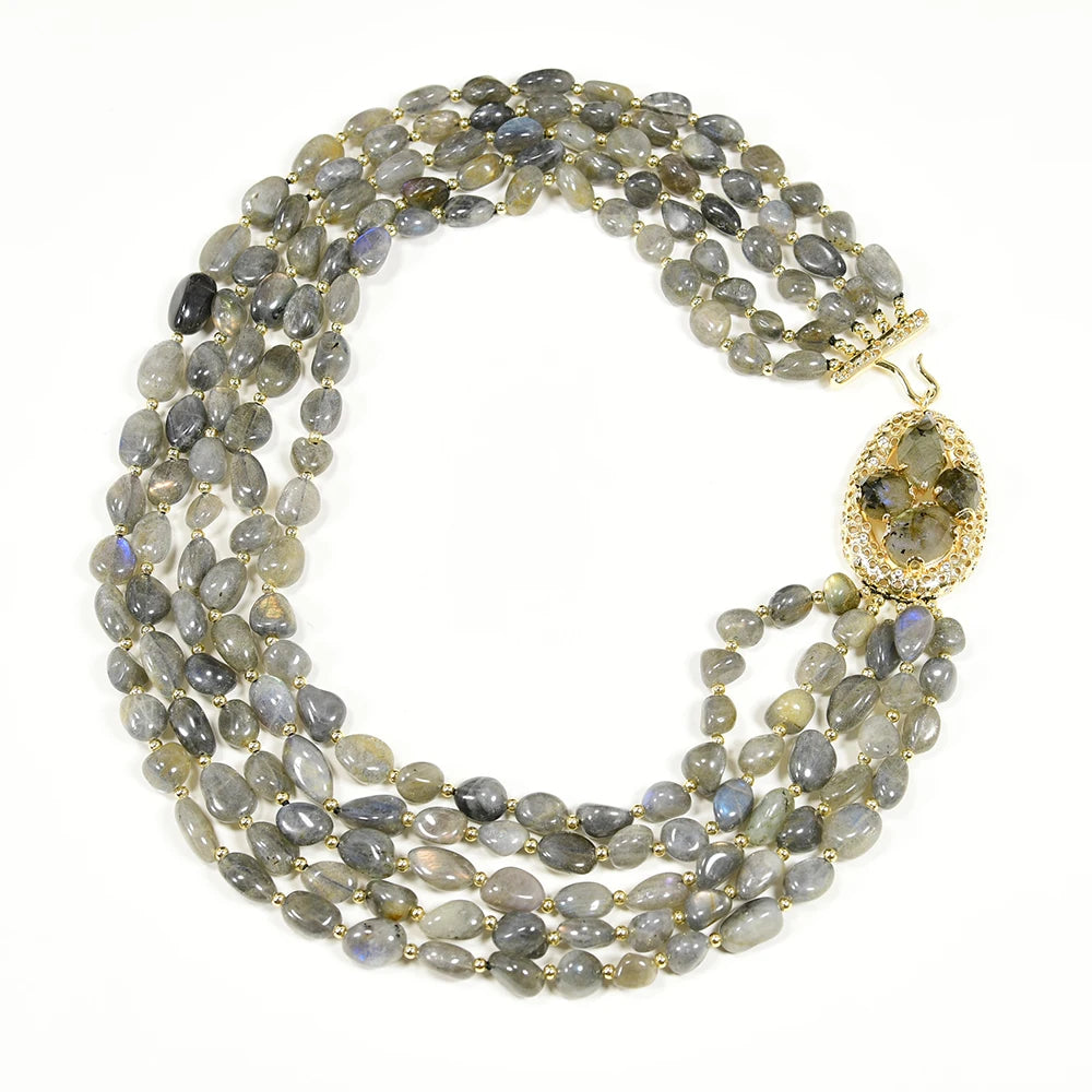 Collier Multi-Rangs en Labradorite Naturelle