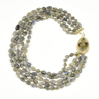 Collier Multi-Rangs en Labradorite Naturelle