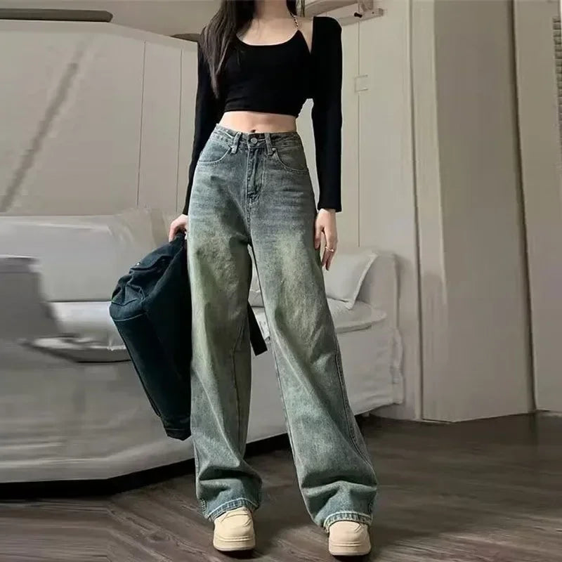 Pantalon Large à Taille Haut