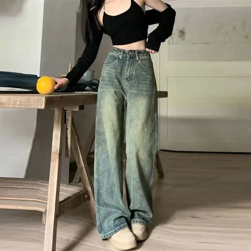 Pantalon Large à Taille Haut