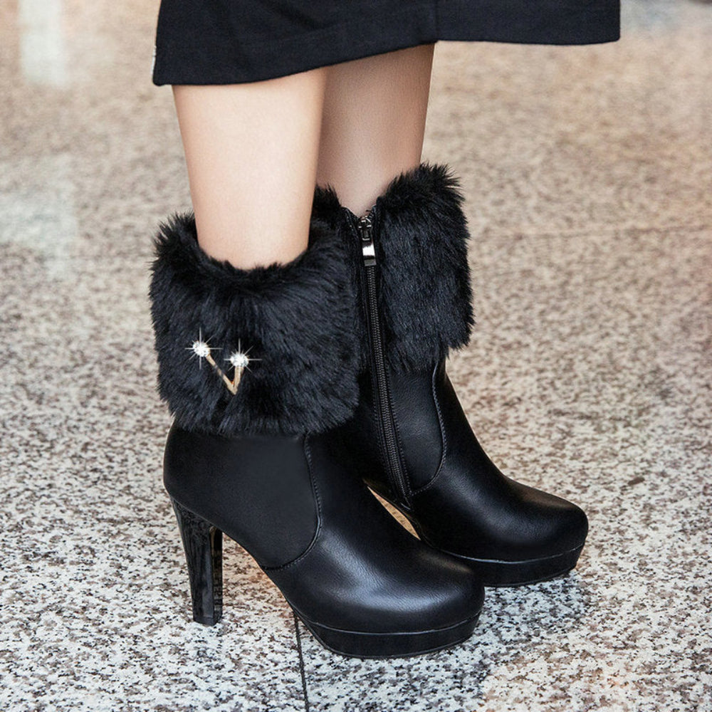 Bottines Elegant Hiver à Talon Epais