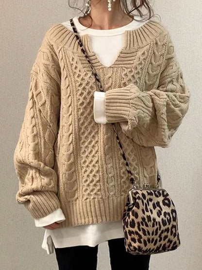 Pull en Tricot Ligné Décontracté