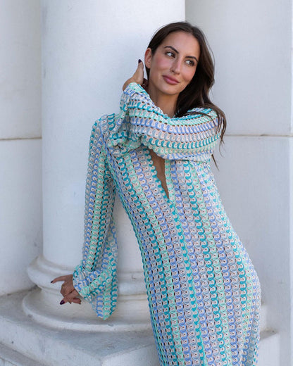 Robe Longue Dentelle Bicolore
