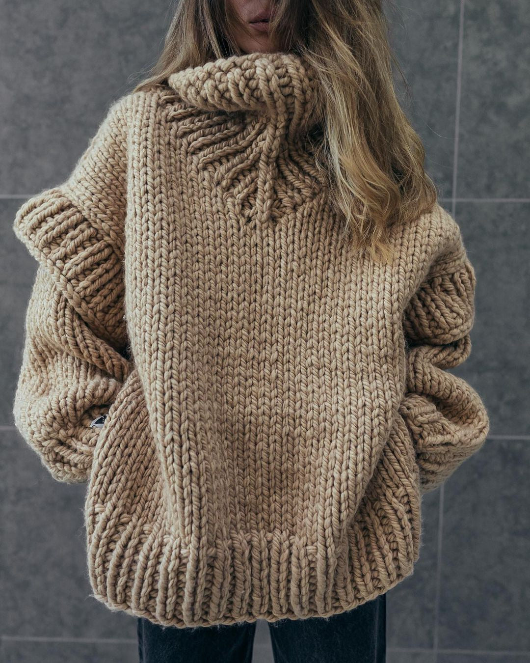 Pull Col Roulé en Tricot