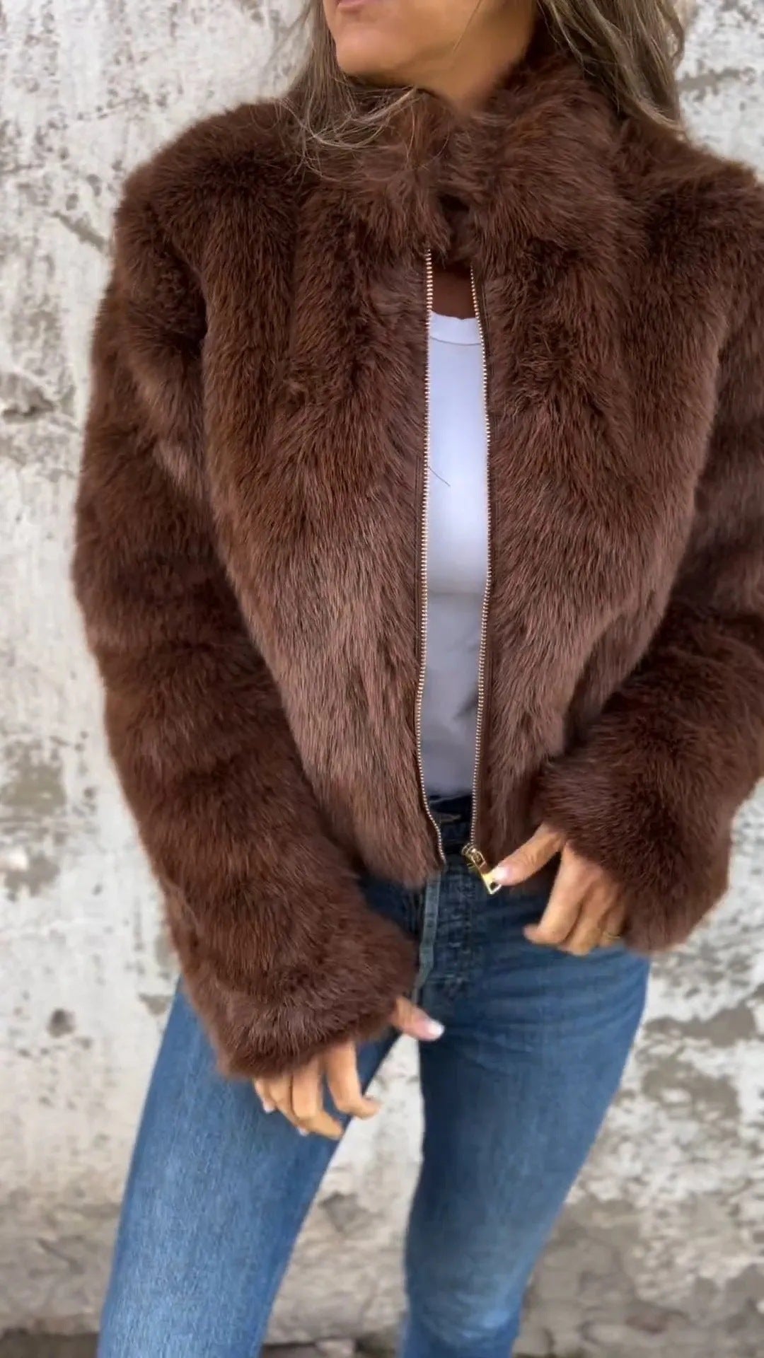 Veste Elegante En Peluche