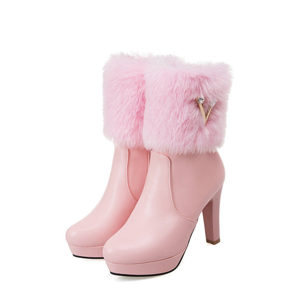 Bottines Elegant Hiver à Talon Epais