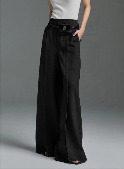 Pantalon décontracté évasé fendu