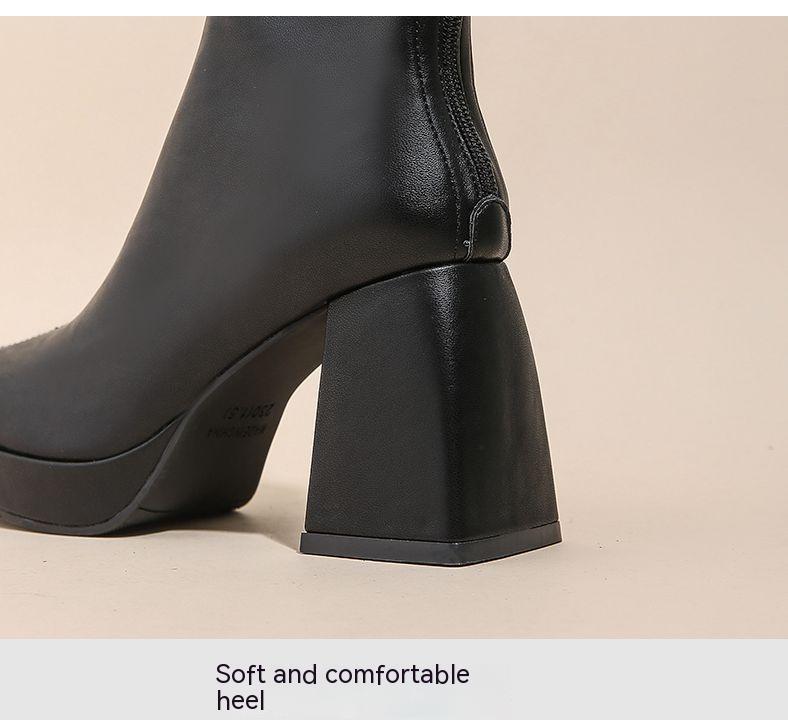 Bottes à talons épais bout carré