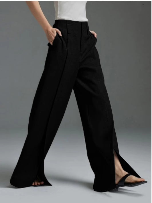 Pantalon décontracté évasé fendu