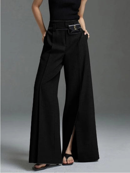 Pantalon décontracté évasé fendu
