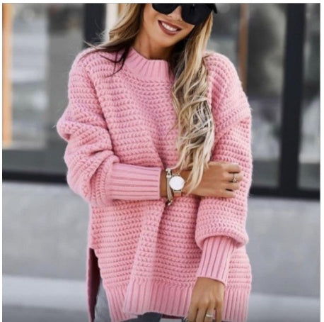 Pull en Tricot Uni Avec Fentes