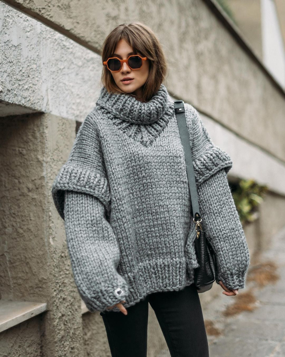 Pull Col Roulé en Tricot