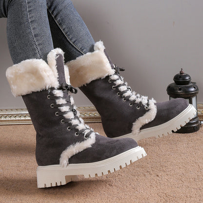 Bottes De Neige Lacées Mi-Hautes