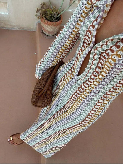 Robe Longue Dentelle Bicolore