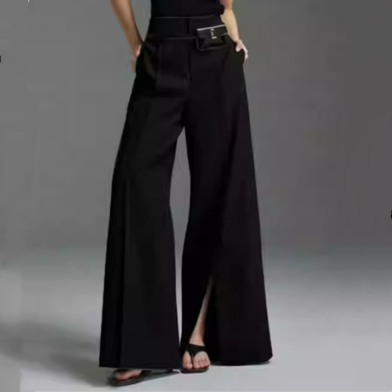 Pantalon décontracté évasé fendu