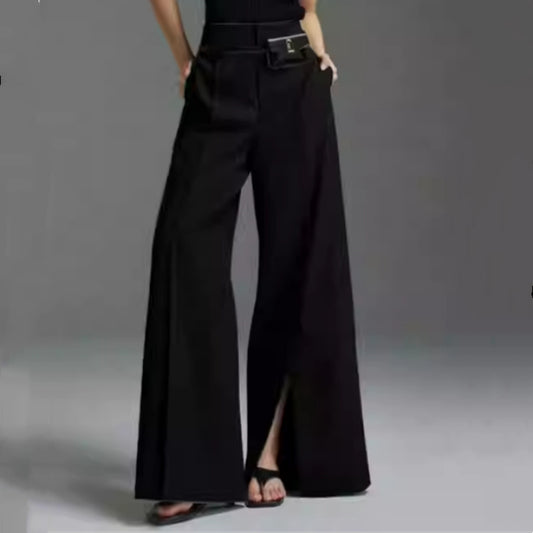 Pantalon décontracté évasé fendu