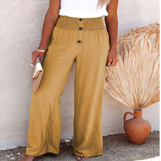 Pantalon Large en Coton-Lin